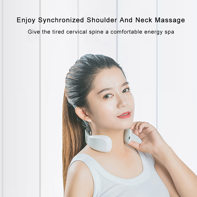 MEEEGOU Masajeador de cuello eléctrico con calor, masajeador de tejido profundo TENS para aliviar el dolor